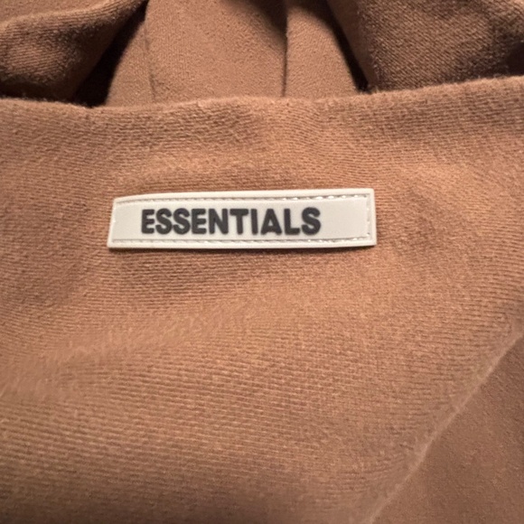 Essentials hoodie in dark brown Features front pocket and hood - Picture 4 of 11